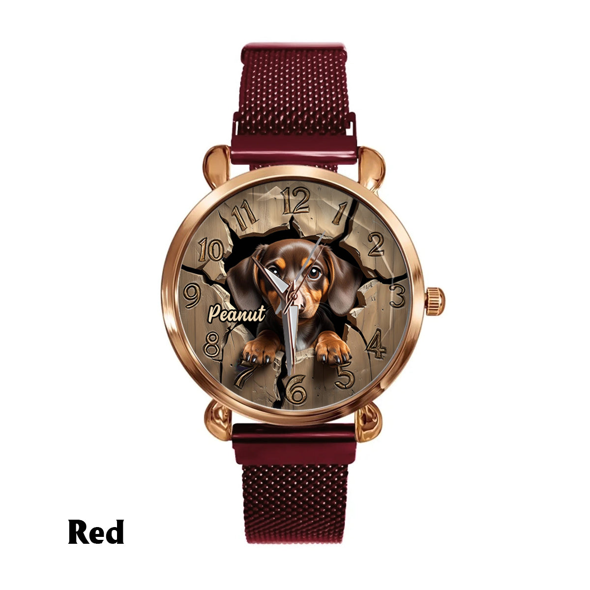 Montre-bracelet personnalisée pour femme passionnée de teckels 