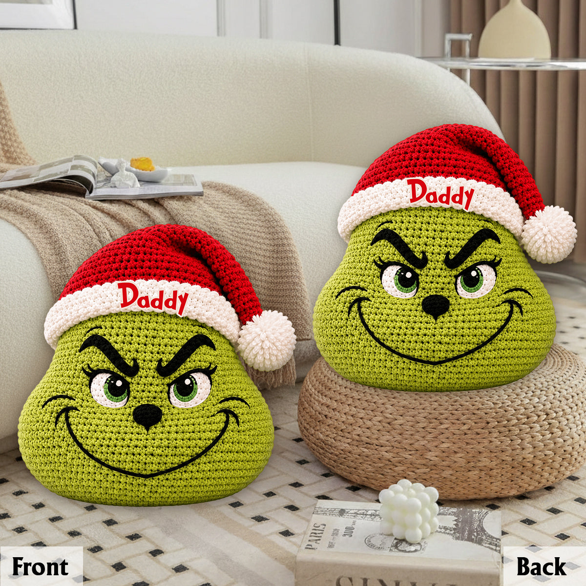 Merry Grinchmas - Personalized Stole Christmas Premium Faux Fur Pillow