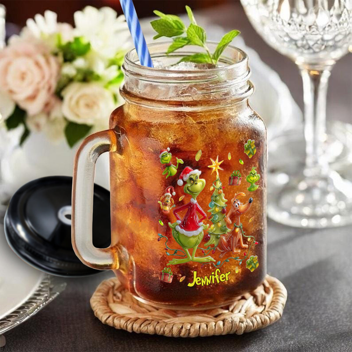 Joyeux Noël Vert - Étole de Noël personnalisée pour bocal Mason