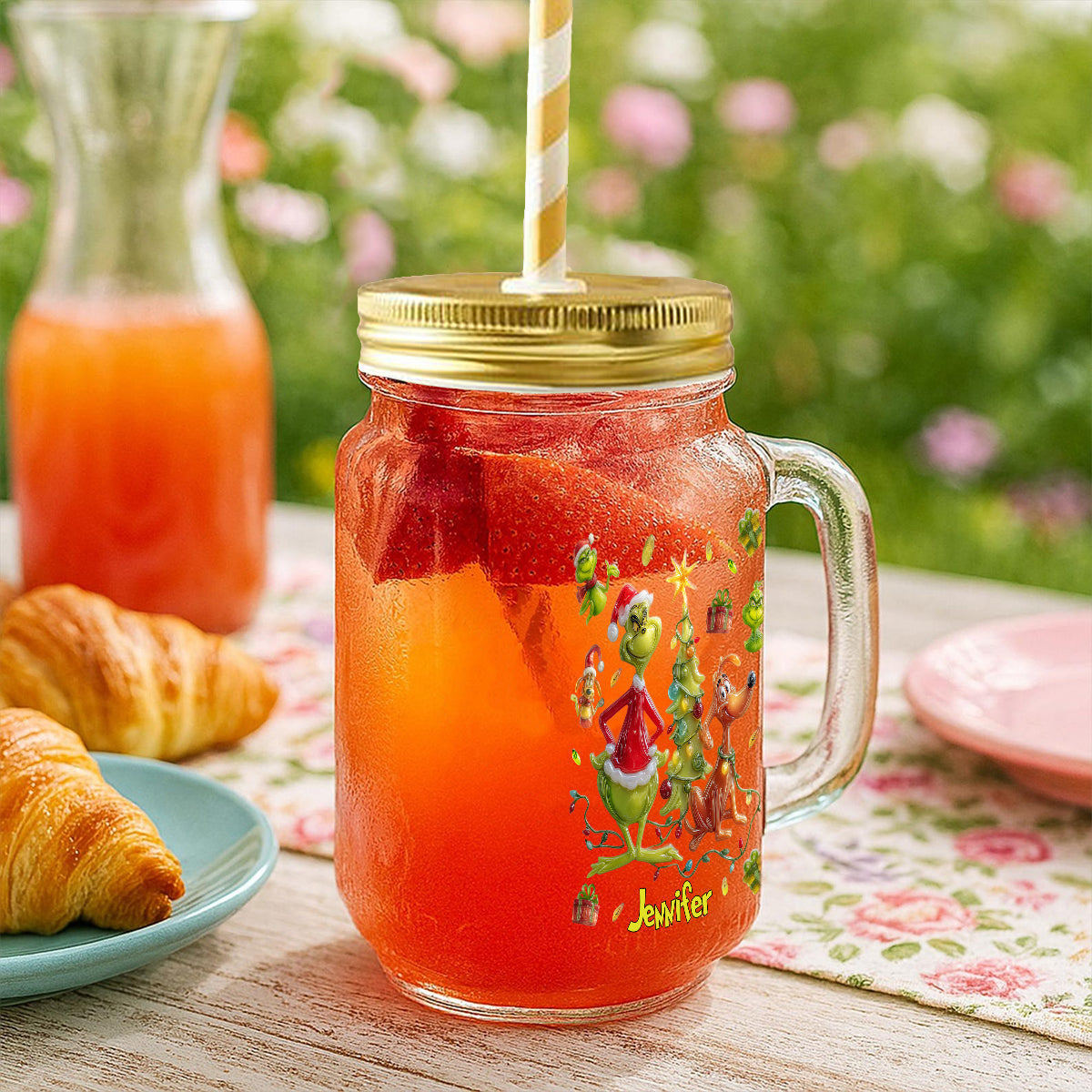 Joyeux Noël Vert - Étole de Noël personnalisée pour bocal Mason