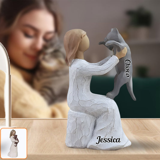 Maman Chat - Plaque acrylique personnalisée en forme de chat