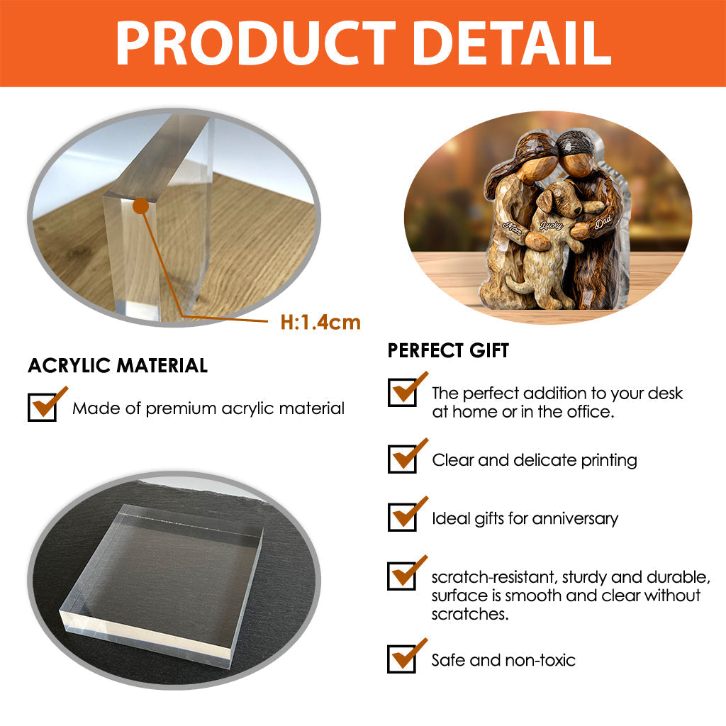 Toi, moi et le chien - Plaque acrylique personnalisée en forme de chien