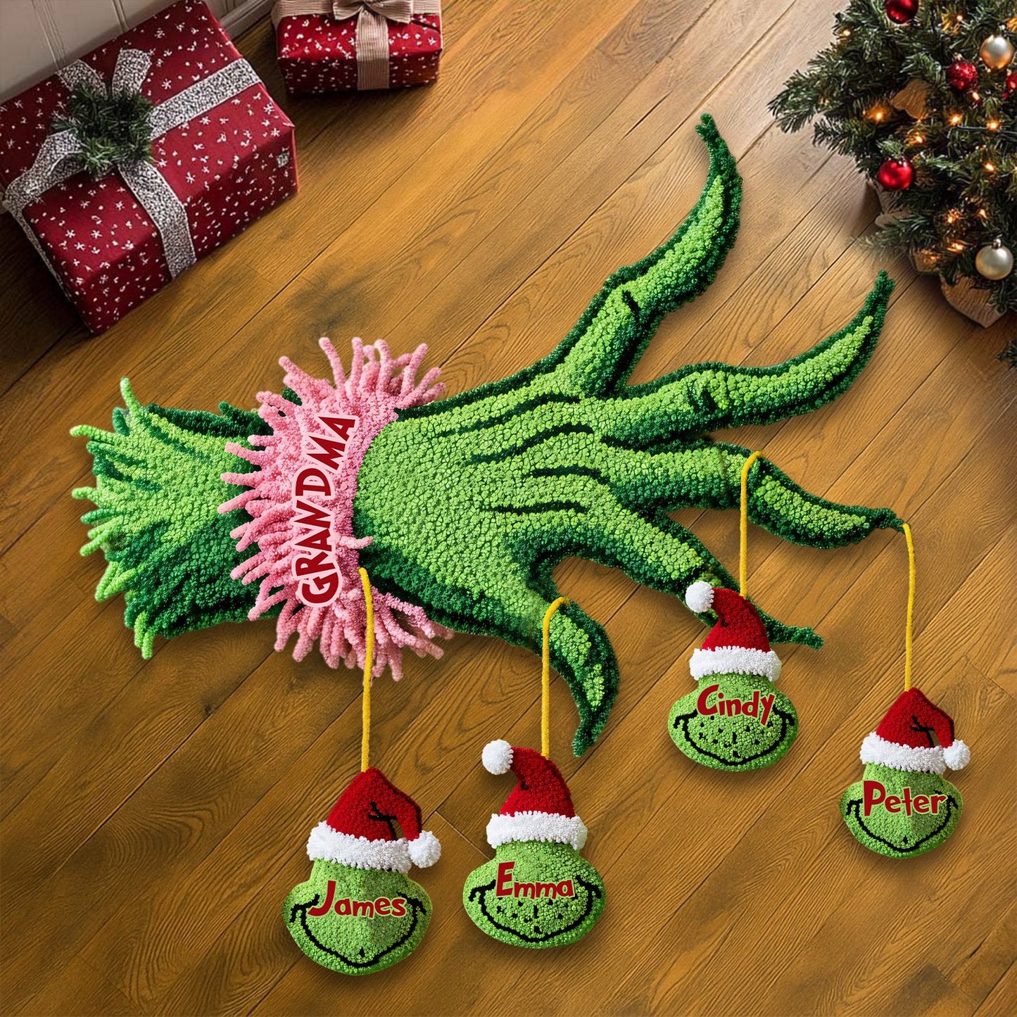 Family Christmas - Personalized Stole Christmas Shaped Doormat/ Rug