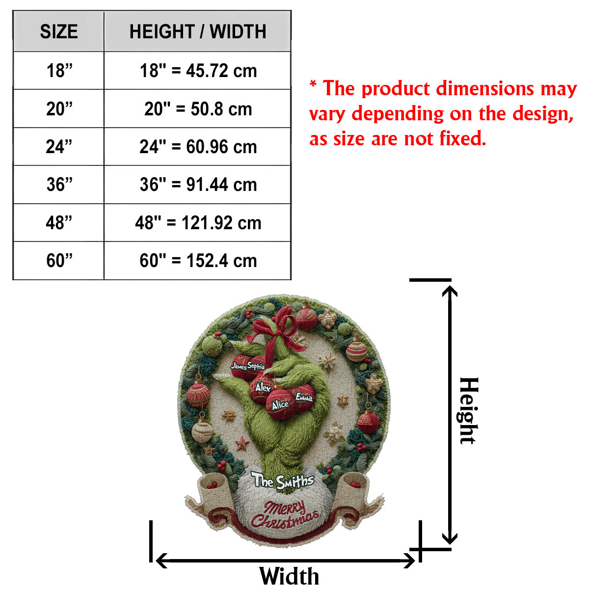 Joyeux Noël Vert - Étole de Noël personnalisée Tapis touffeté antidérapant