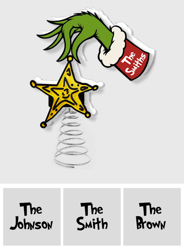 Naughty Green Mischief Stole The Yellow Star - Personalized Stole Christmas LED Light Tree Topper
