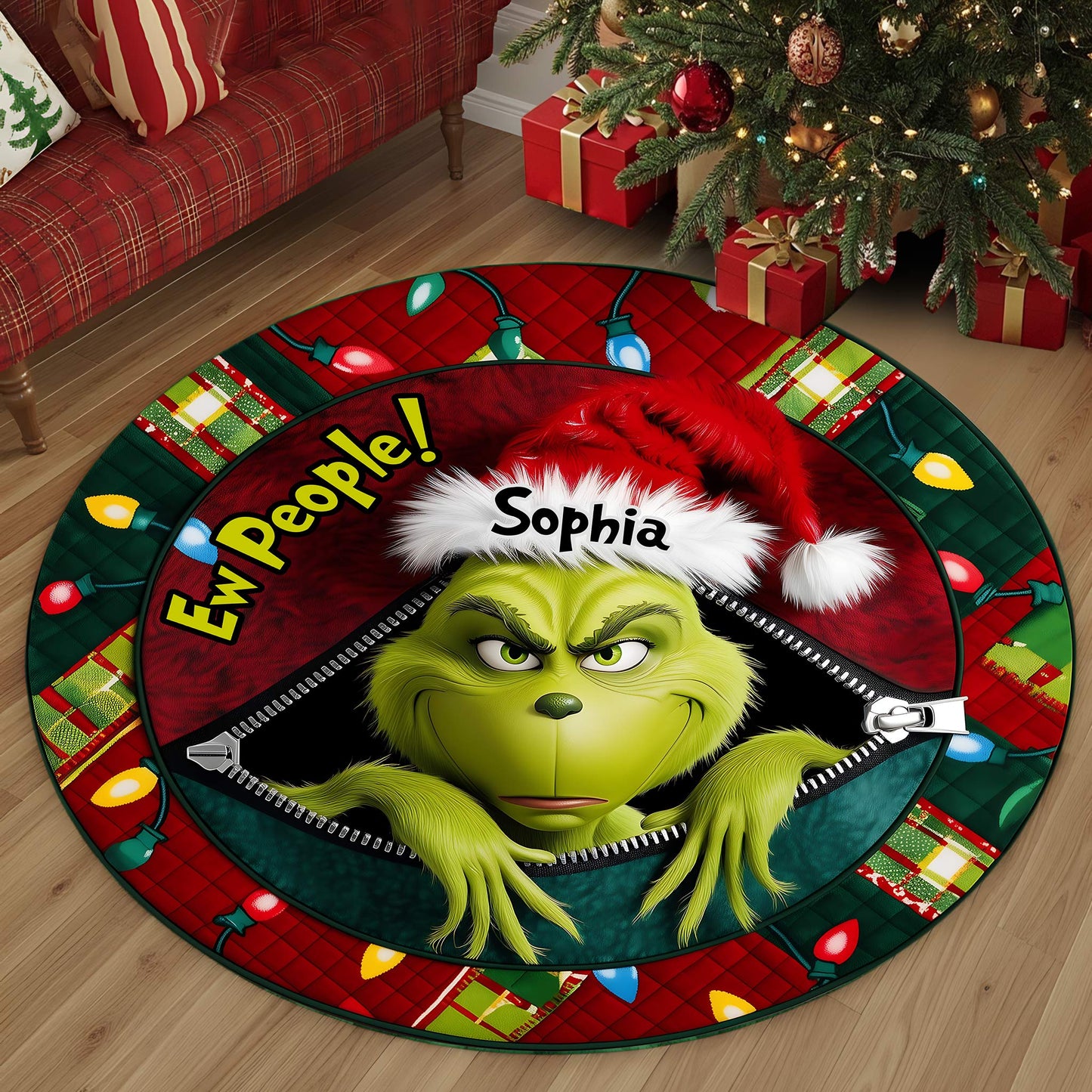Ew People - Tapis rond de Noël personnalisé avec étole