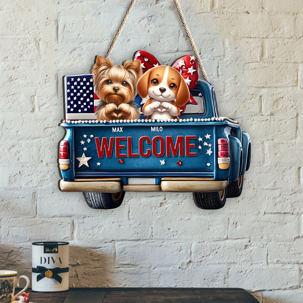 Bienvenue - Panneau en bois personnalisé pour chien