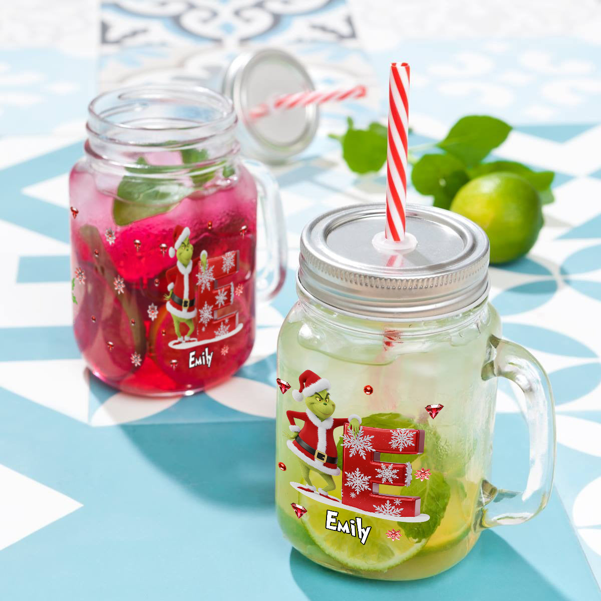 Cadeau humoristique avec initiales - Bol Mason personnalisé « Étole de Noël »