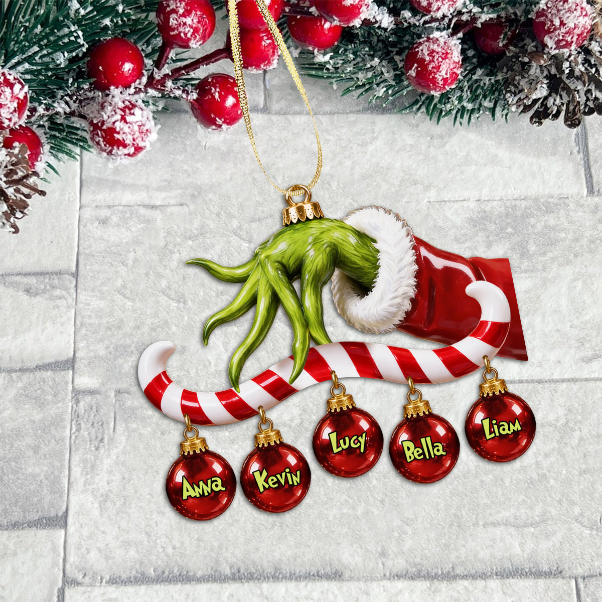 Merry Grinchmas - Personalized Stole Christmas Ornament With Charm