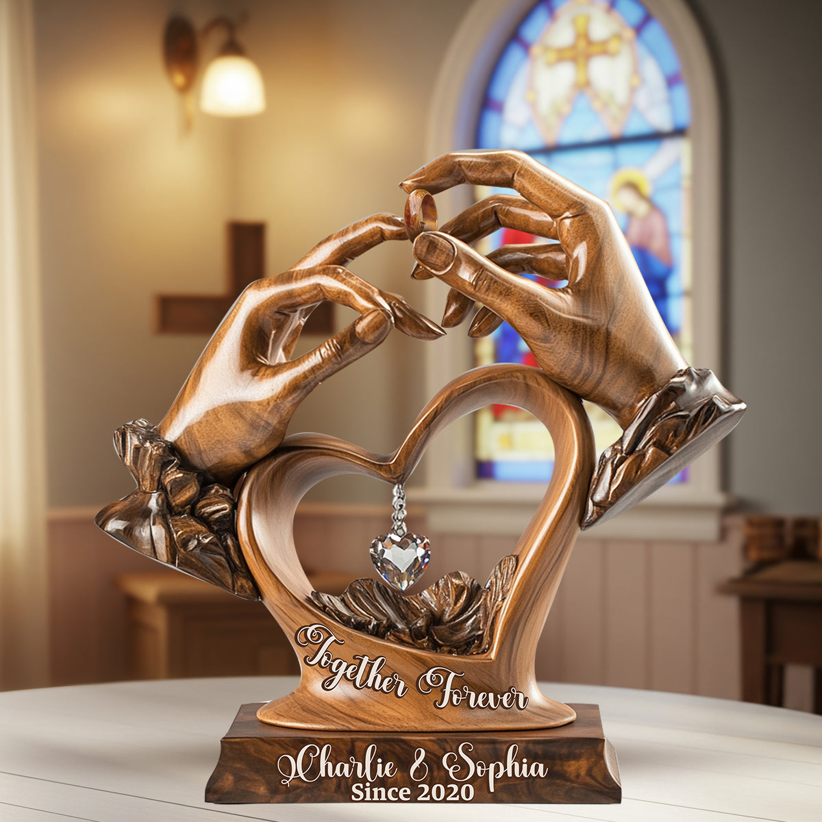 Fiançailles, anniversaire de mariage - Plaque en bois personnalisée pour couple - Plaque en bois sur mesure