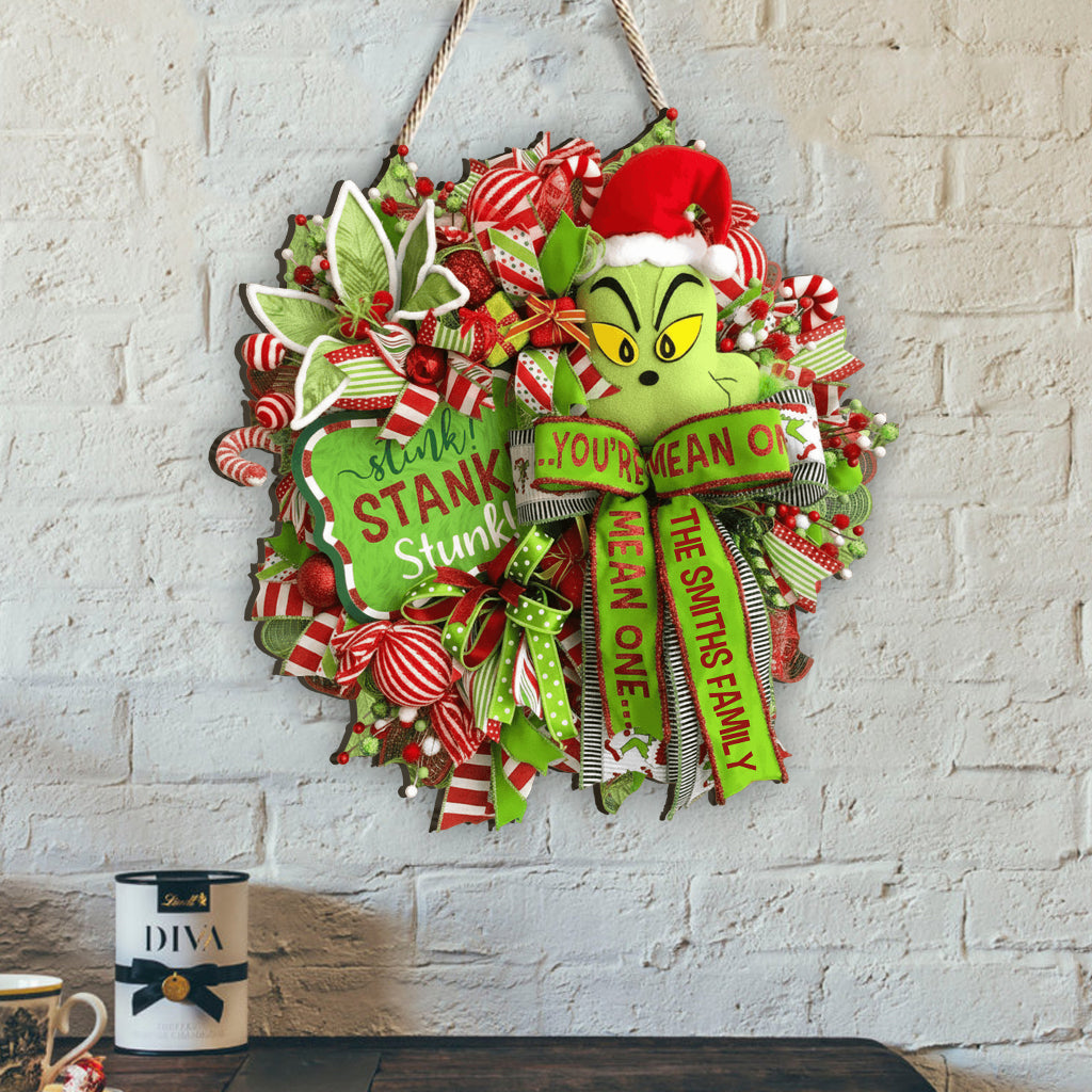 Stink Stank Stunk Green Mischief Naughty Monster - Personalized Stole Christmas Custom Shaped Wood Sign