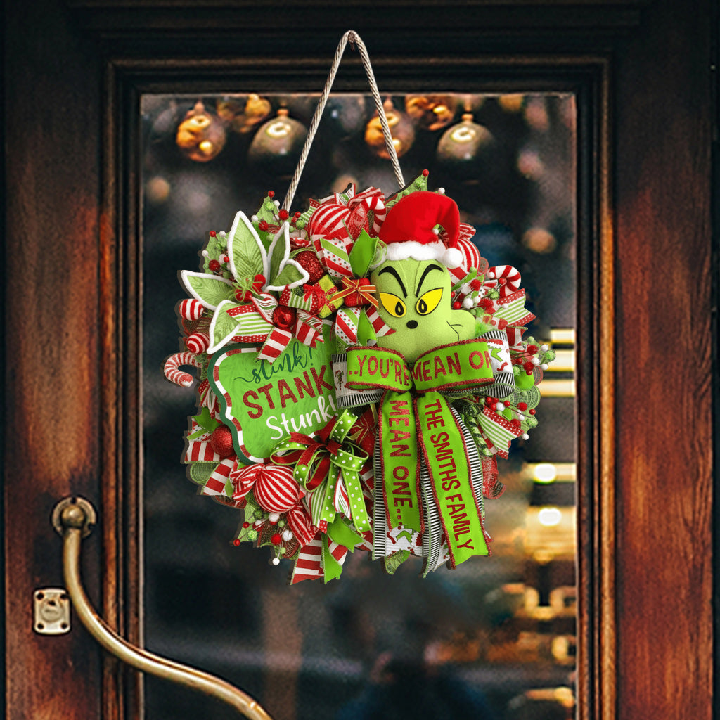 Stink Stank Stunk Green Mischief Naughty Monster - Personalized Stole Christmas Custom Shaped Wood Sign