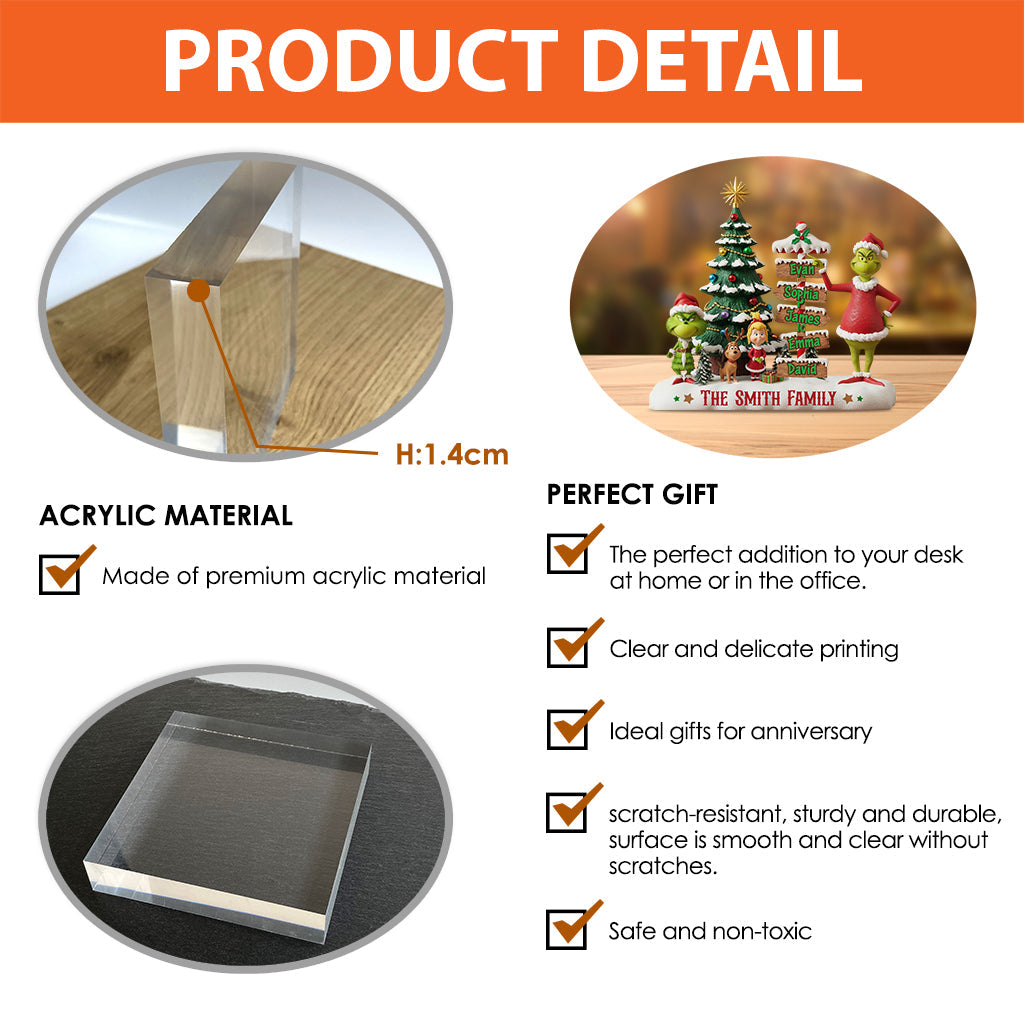 Famille heureuse - Étole de Noël personnalisée, plaque acrylique sur mesure