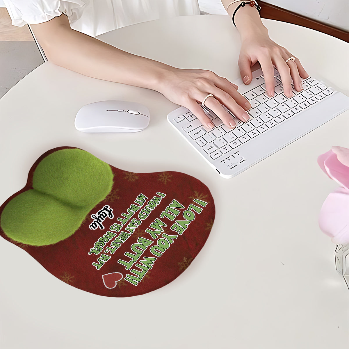 Je t'aime de tout mon cœur - Cadeau de Noël idéal pour lui - Tapis de souris 3D personnalisé avec étole de Noël