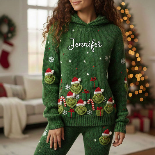 Green Mischief Naughty Christmas - Personalized Stole Christmas Hoodie and Leggings