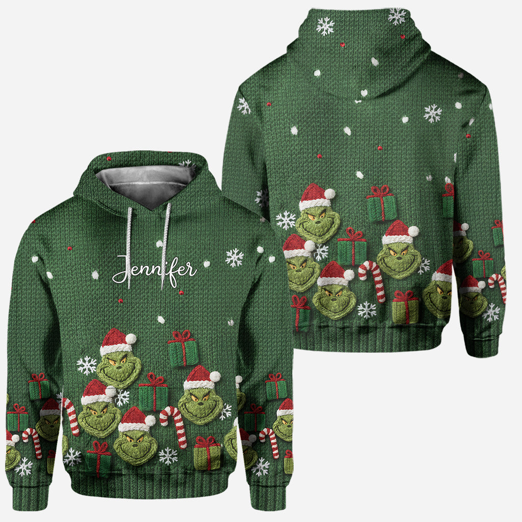 Green Mischief Naughty Christmas - Sweat à capuche et legging personnalisés avec étole de Noël