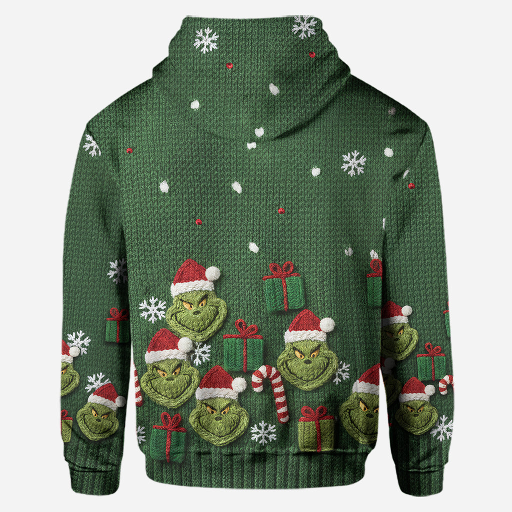Green Mischief Naughty Christmas - Sweat à capuche et legging personnalisés avec étole de Noël
