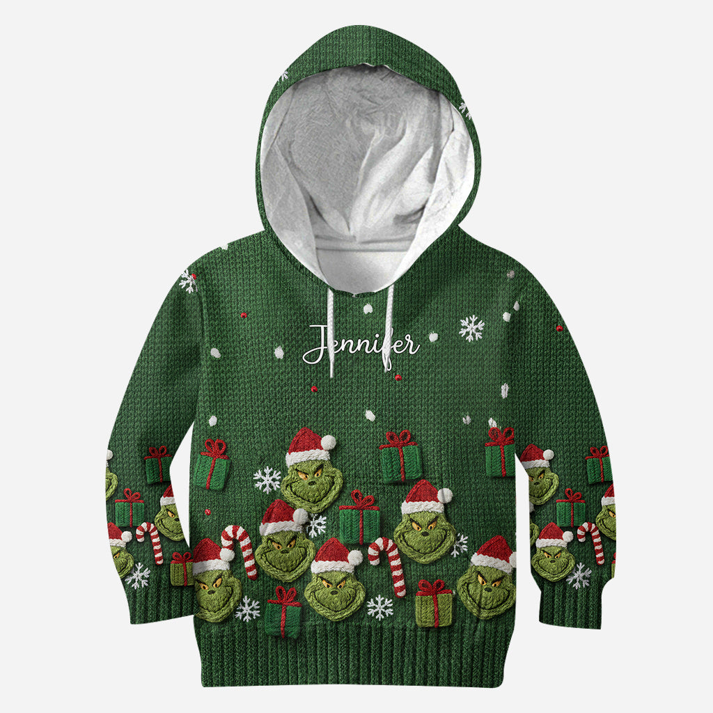 Green Mischief Naughty Christmas - Sweat à capuche et legging personnalisés avec étole de Noël