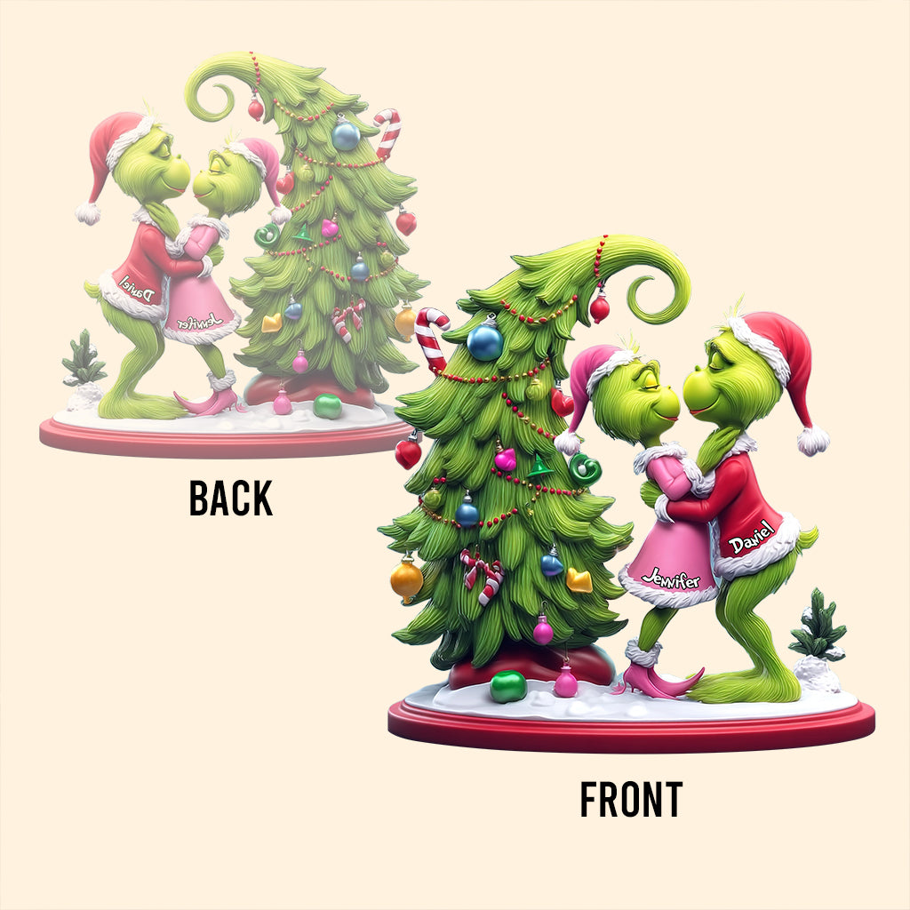 Couple Joyeux Grinchmas - Étole de Noël personnalisée sur plaque acrylique en forme personnalisée