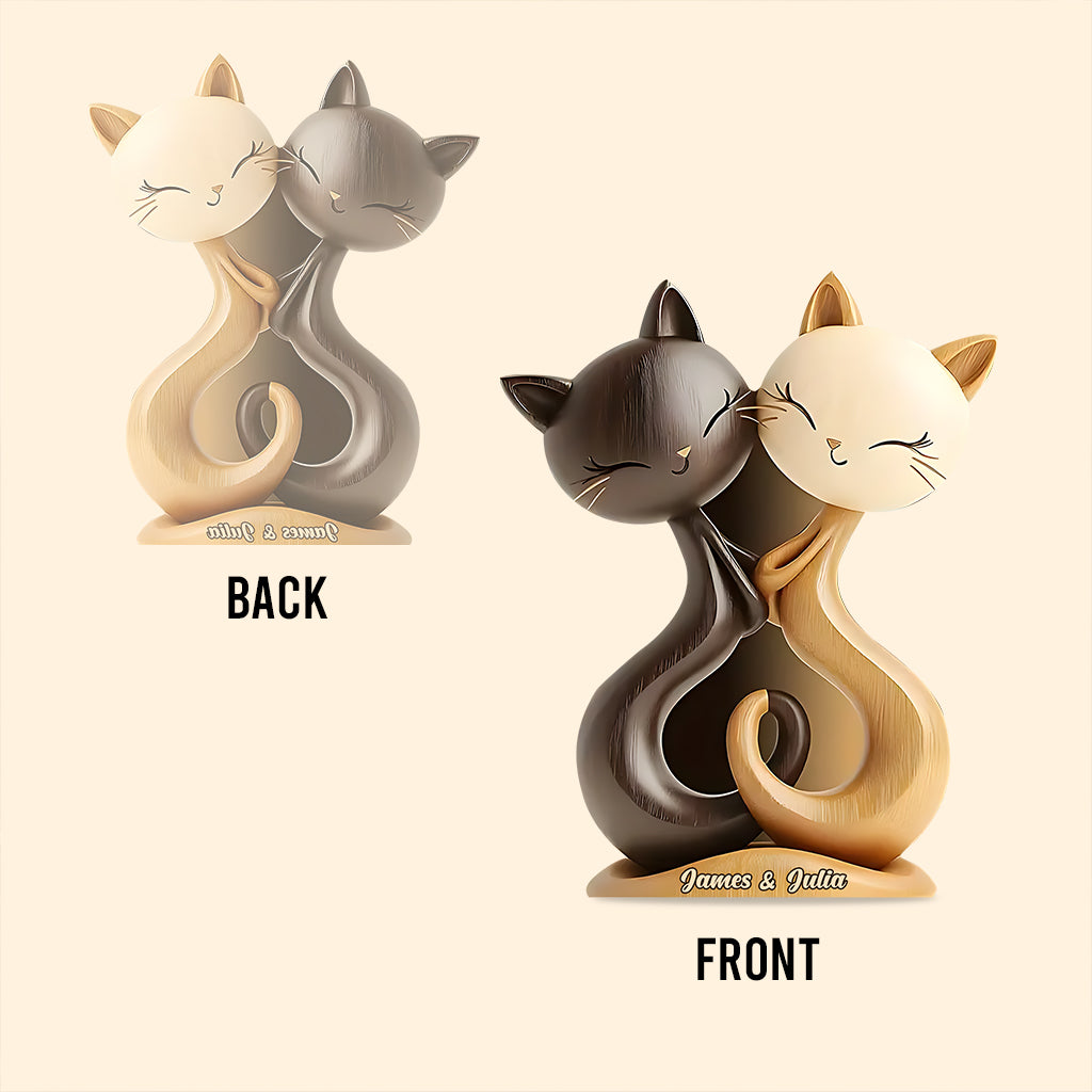 Couple de chats - Plaque acrylique personnalisée en forme de chat