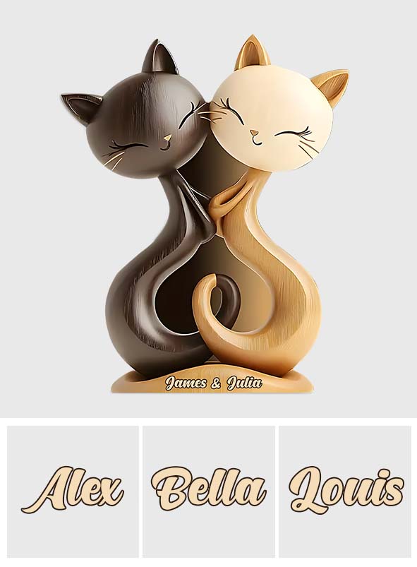 Couple de chats - Plaque acrylique personnalisée en forme de chat