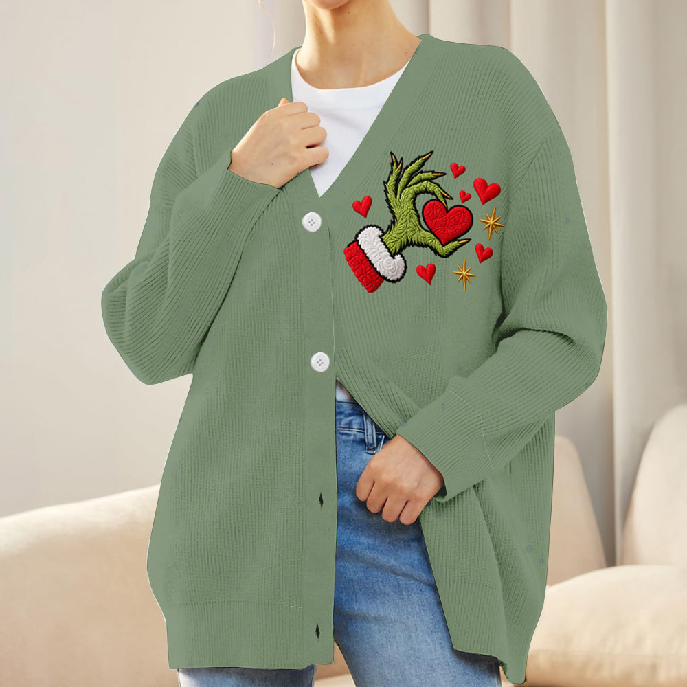 Hearts Growing Together - Personalized Stole Christmas Cardigan Sweater