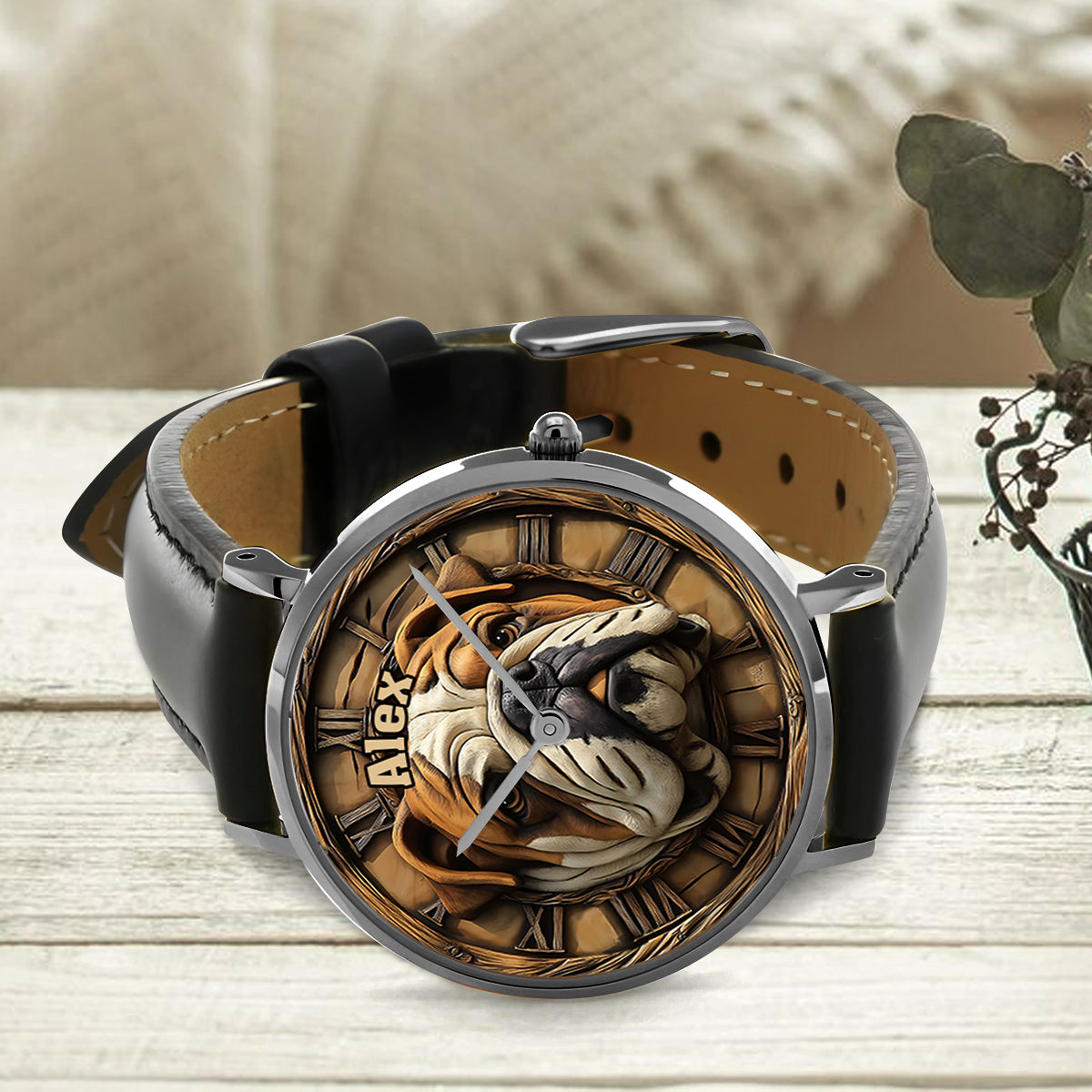 Montre-bracelet personnalisée pour chien Brave Bulldog