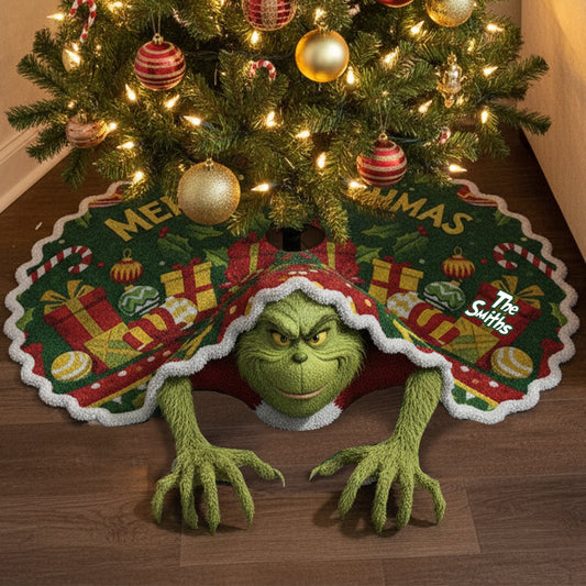 Joyeux Grinchmas - Jupe de sapin personnalisée en forme d'étole de Noël