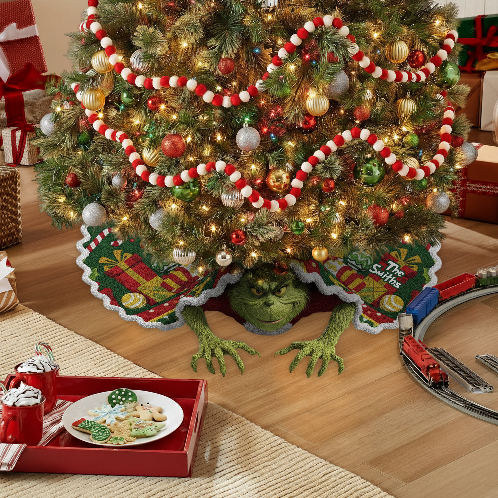 Joyeux Grinchmas - Jupe de sapin personnalisée en forme d'étole de Noël