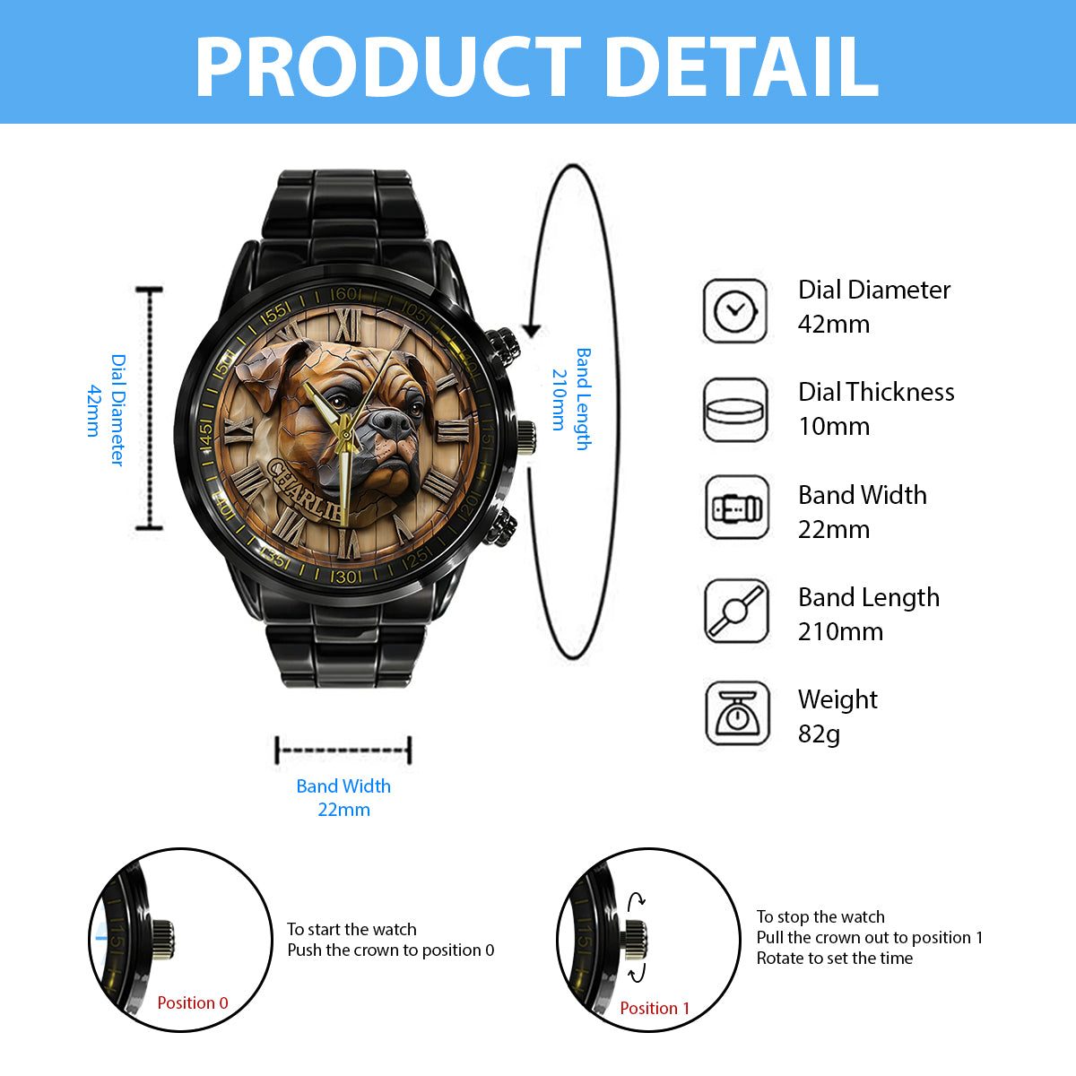 Brave Boxer - Personalized Dog Hand Watch