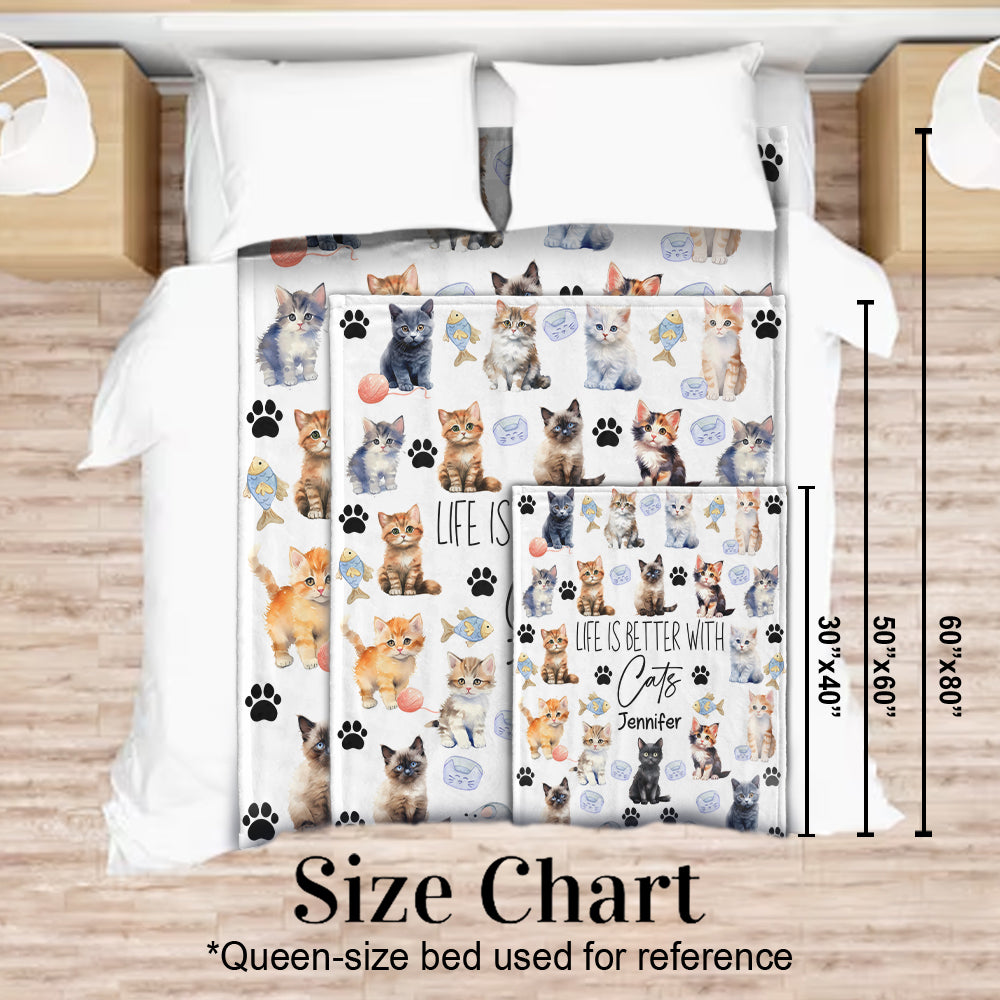La vie est plus belle avec des chats - Couverture personnalisée pour chat