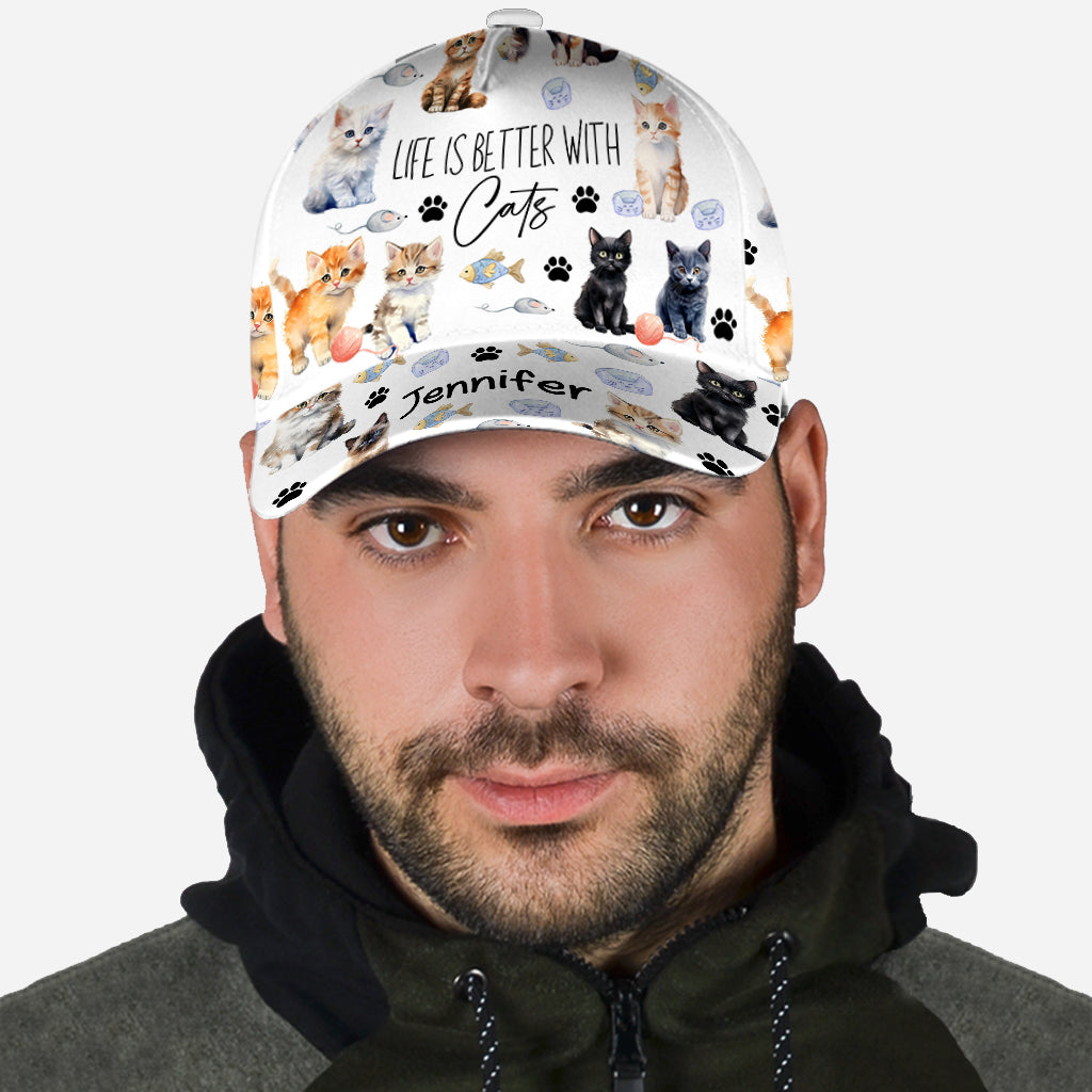 La vie est plus belle avec des chats - Casquette classique personnalisée pour chat