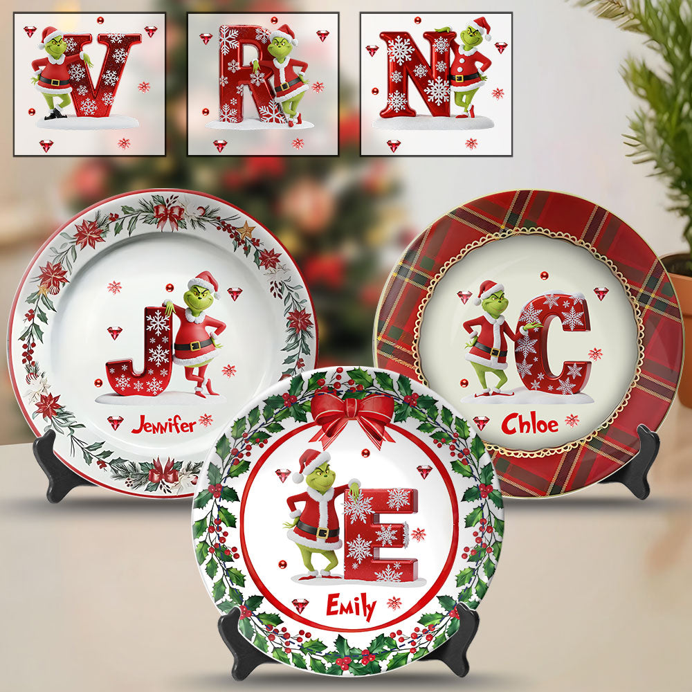 Joyeux Noël - Assiette ronde en céramique personnalisée avec étole de Noël