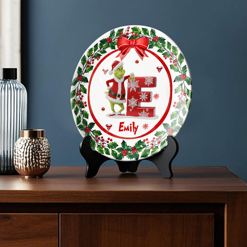 Joyeux Noël - Assiette ronde en céramique personnalisée avec étole de Noël