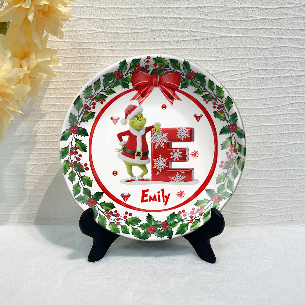 Joyeux Noël - Assiette ronde en céramique personnalisée avec étole de Noël