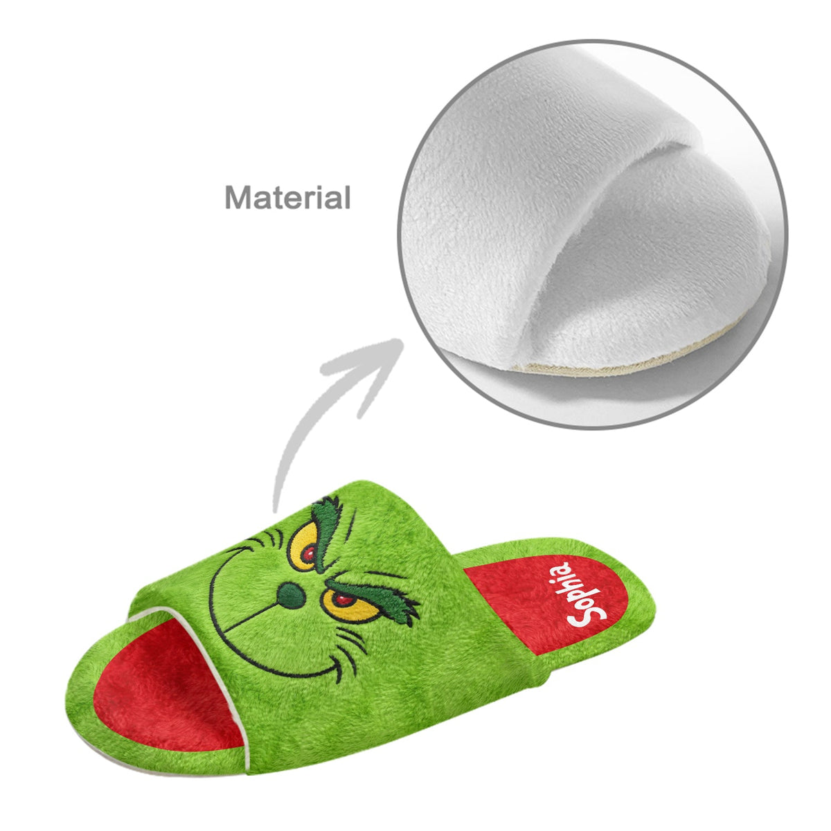 Merry Grinchmas - Personalized Stole Christmas Open-Toe Slippers