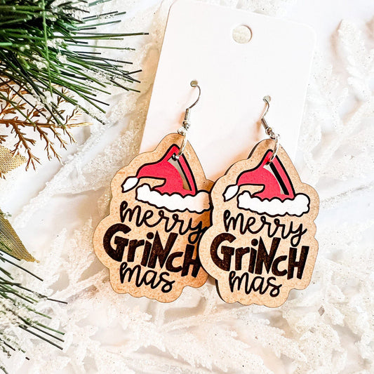 Merry Christmas - Stole Christmas Wooden Earrings