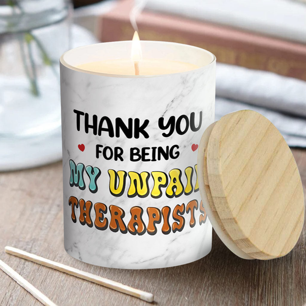 Merci d'être ma thérapeute bénévole - Bougie personnalisée pour ma meilleure amie avec couvercle en bois