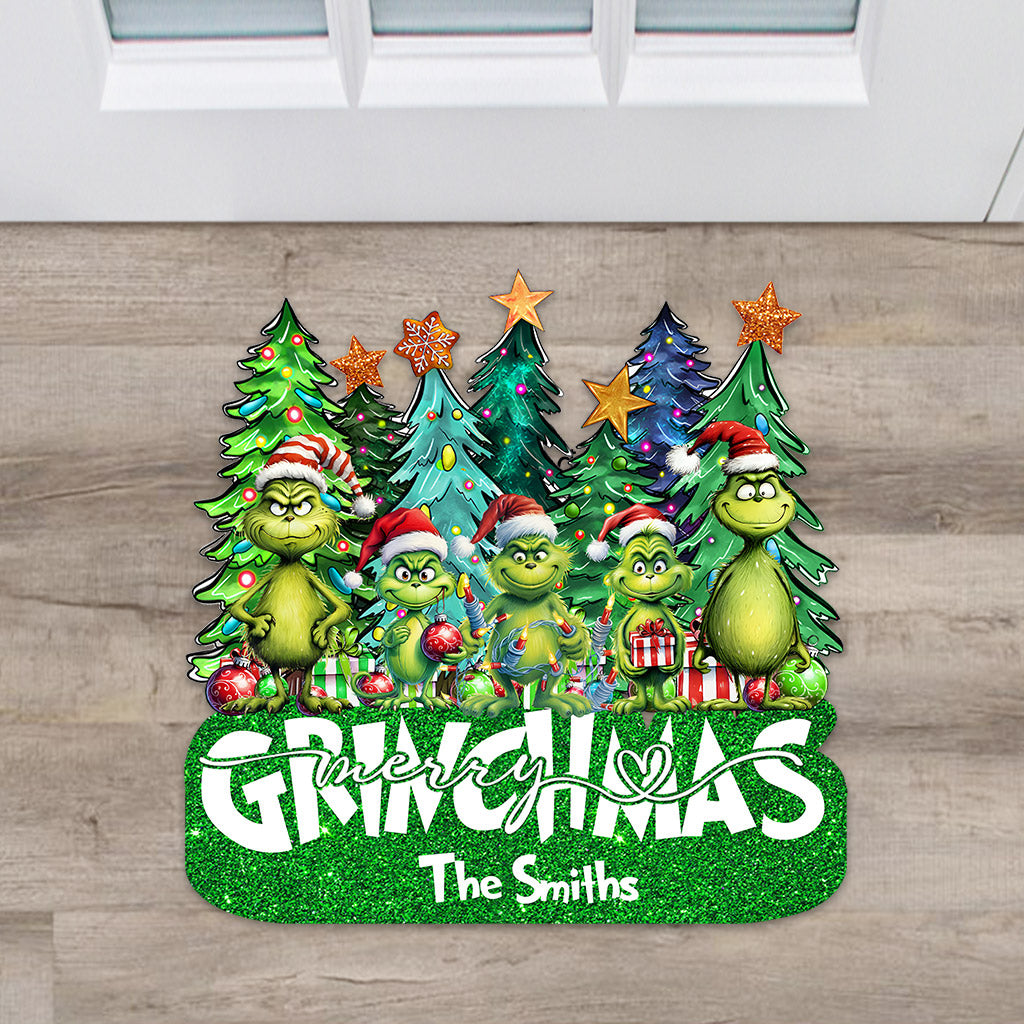 Joyeux Grinchmas - Paillasson personnalisé en forme d'étole de Noël