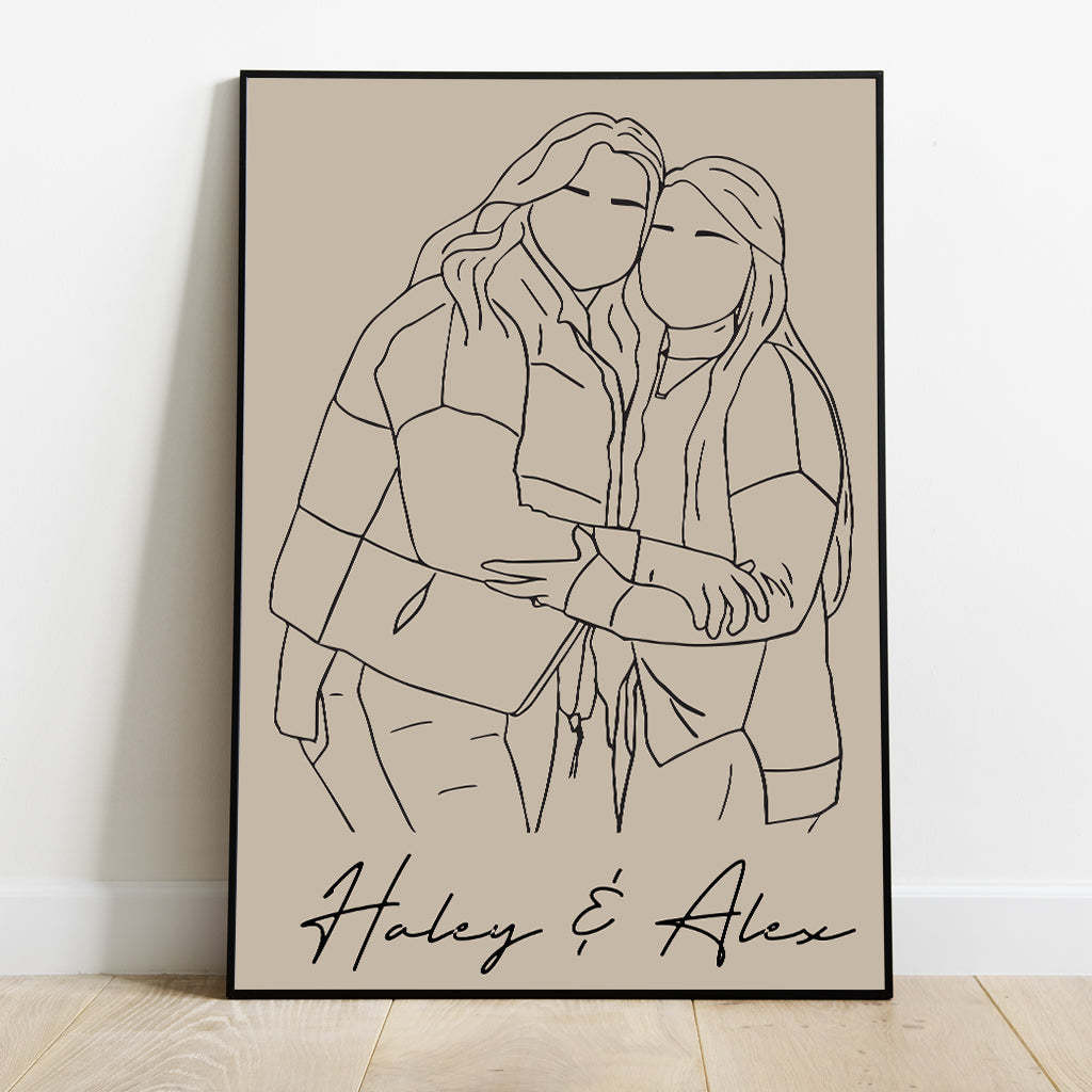 Illustrations au trait pour meilleures amies - Toile et affiche personnalisées pour meilleures amies