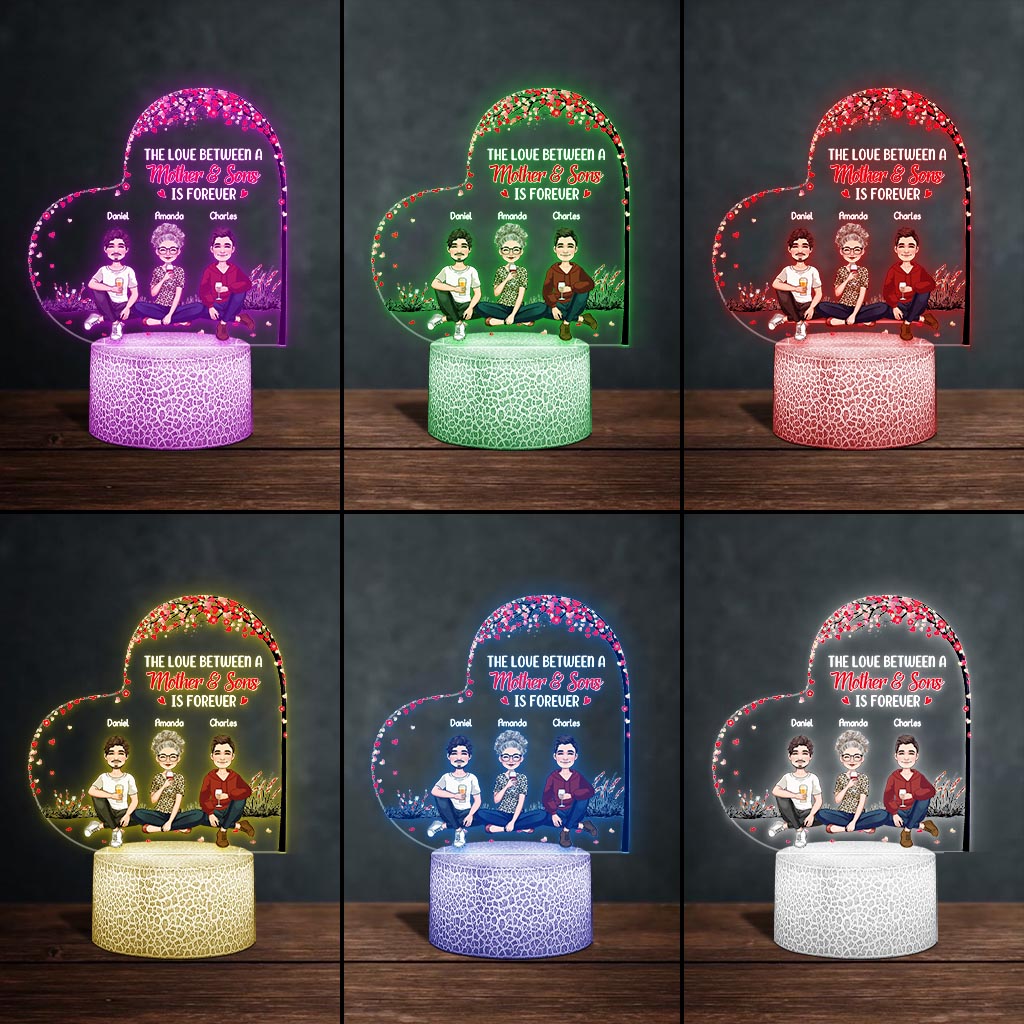 L'amour entre une mère et ses filles et fils - Cadeau pour maman, fille, fils - Plaque lumineuse personnalisée