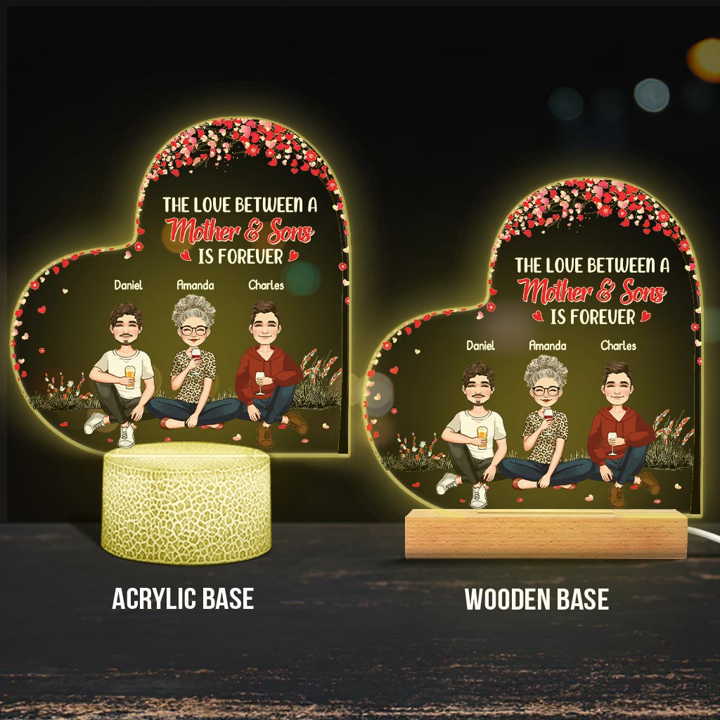 L'amour entre une mère et ses filles et fils - Cadeau pour maman, fille, fils - Plaque lumineuse personnalisée