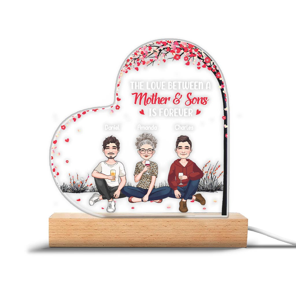 L'amour entre une mère et ses filles et fils - Cadeau pour maman, fille, fils - Plaque lumineuse personnalisée