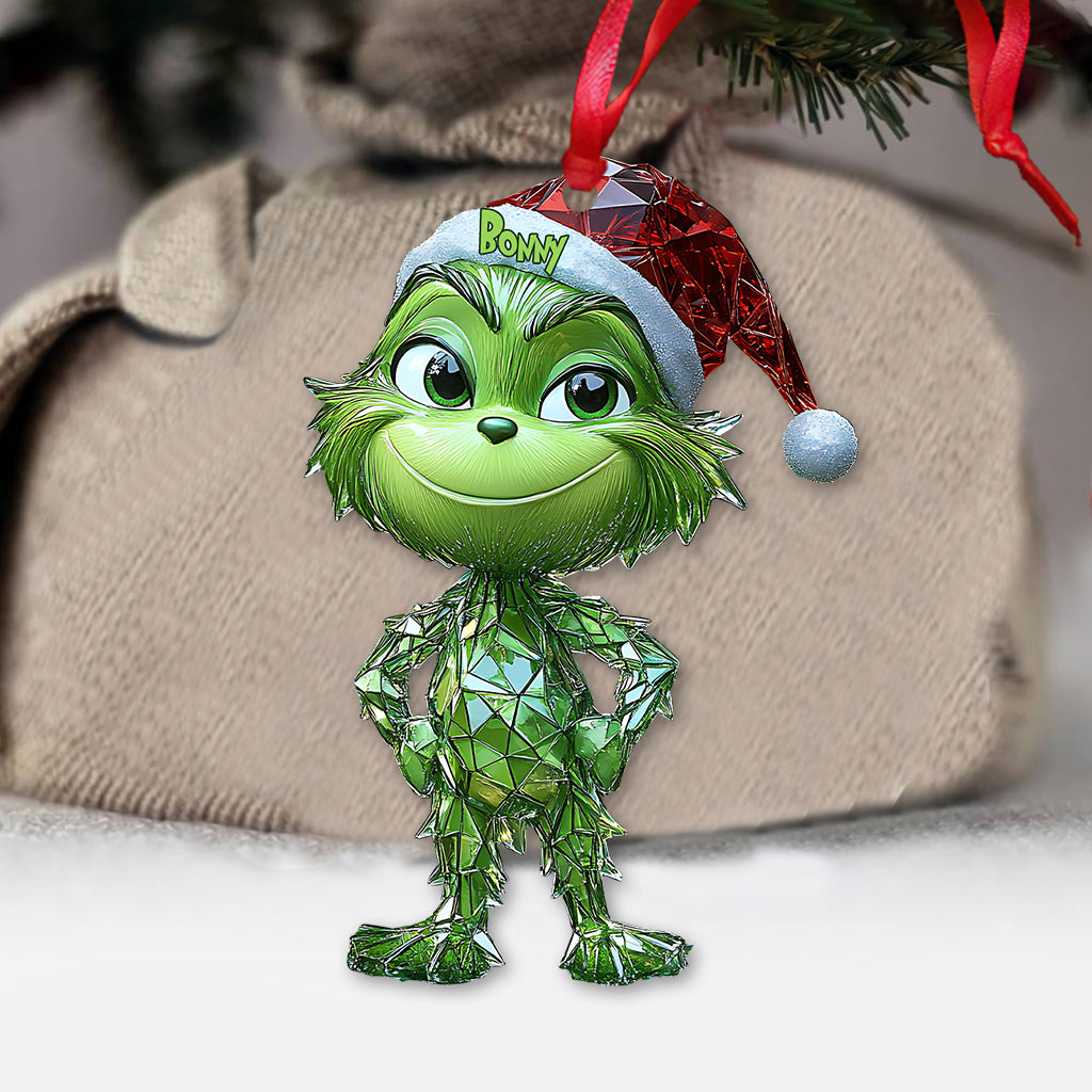 Geometric Green Mischief - Personalized Stole Christmas Ornament