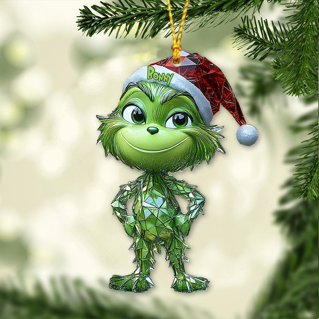 Geometric Green Mischief - Personalized Stole Christmas Ornament