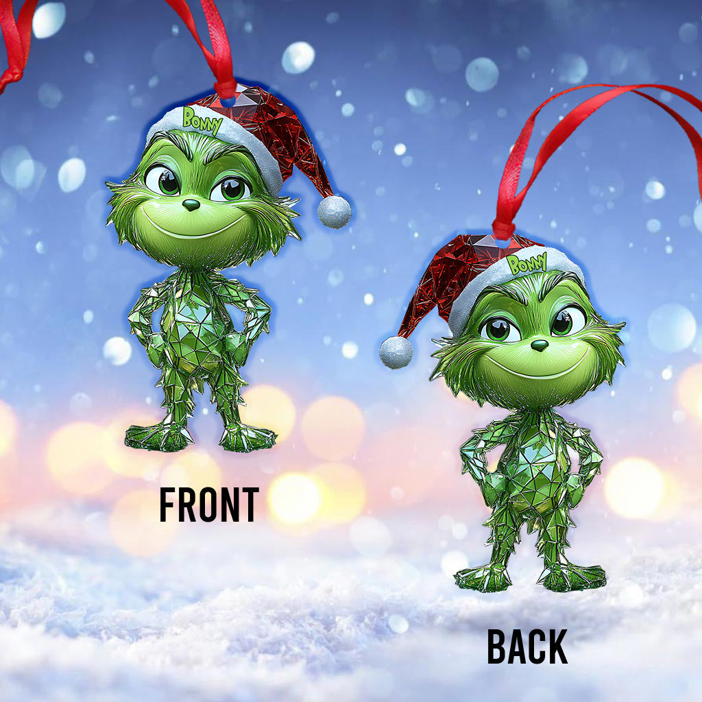 Geometric Green Mischief - Personalized Stole Christmas Ornament