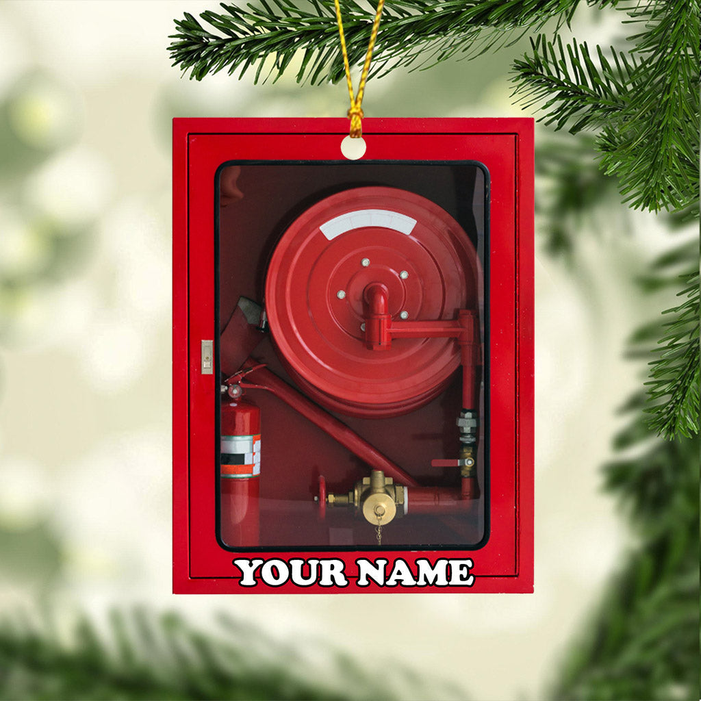 Fire Engine Red Box - Personalized Christmas Firefighter Ornament (Printed On Both Sides)