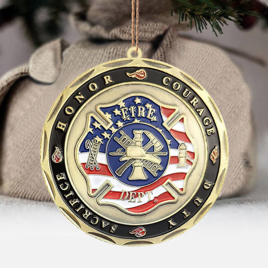 J'adore les pompiers - Ornement de Noël pompier (Imprimé des deux côtés)