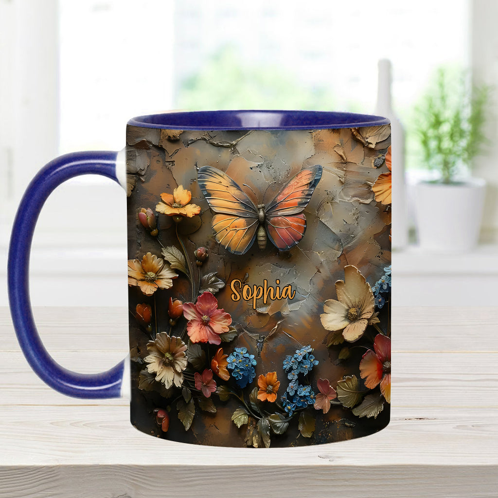 Mug personnalisé à motif papillon - Rose et papillon chics