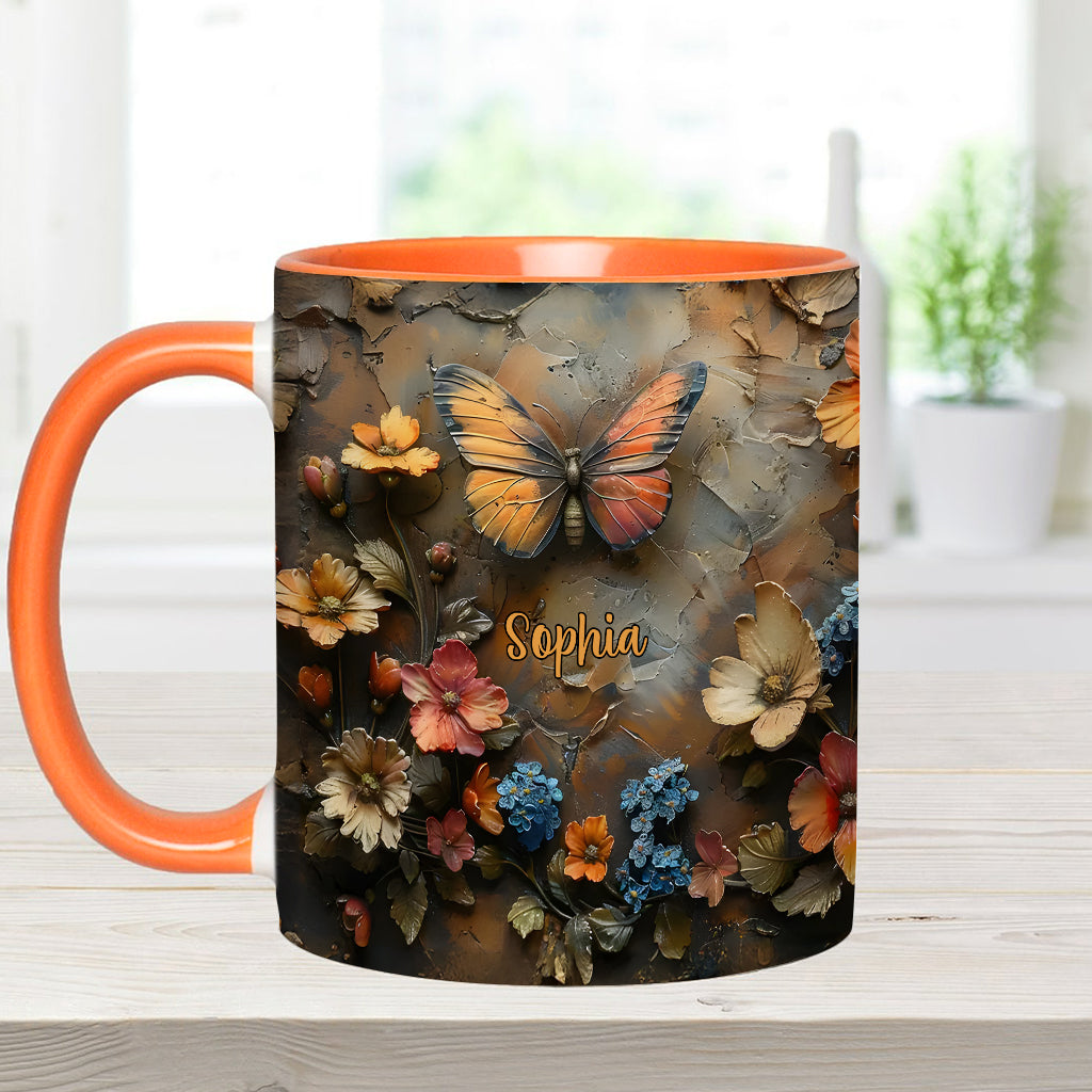 Mug personnalisé à motif papillon - Rose et papillon chics